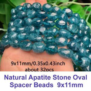 Natural Apatite Stone Oval Spacer Beads   9x11mm